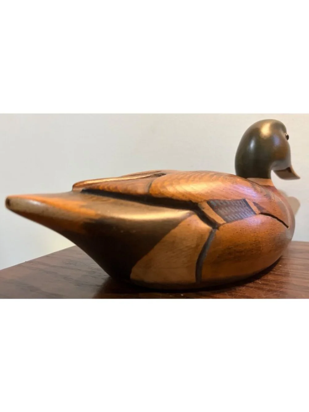 VTG Tom Taber Hand Carved Decoy Duck Signed Collectible Display Piece